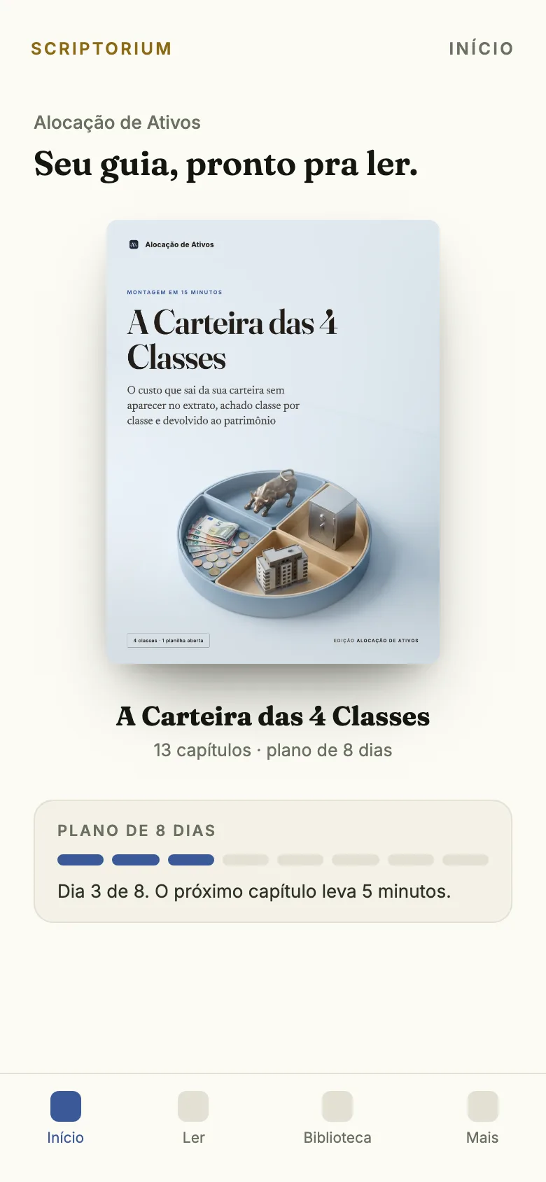 O guia A Carteira das 4 Classes aberto no app