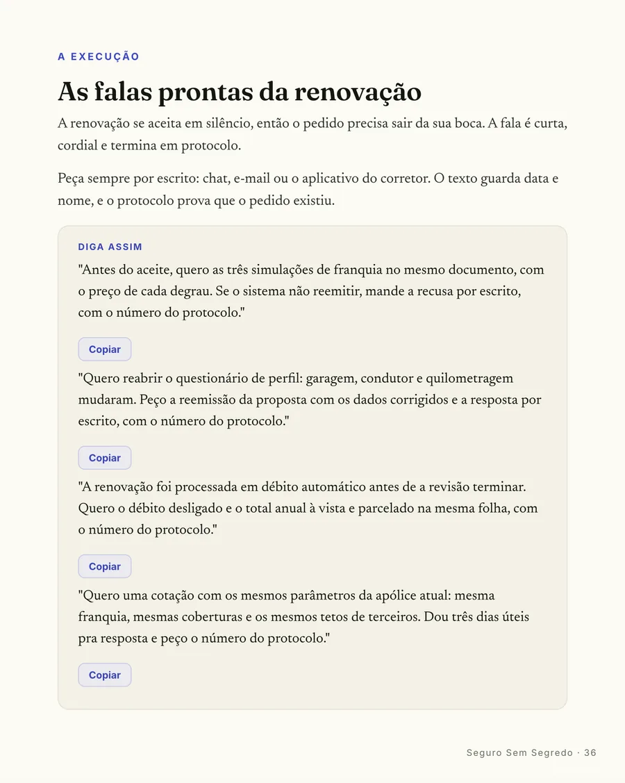 Falas prontas: As falas do corretor: pedido de recotação, correção de perfil e ajuste de cobertura, prontos pra copiar